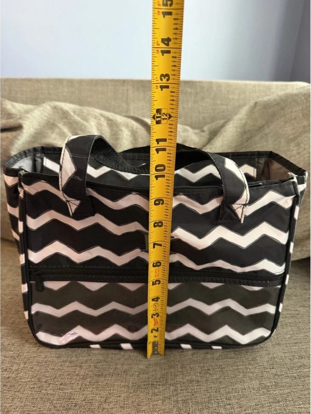 Thirty One True Beauty Bag In Black Chevron Makeup Organizer Monogram K READ